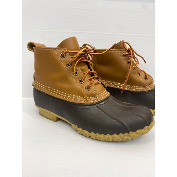 L.L. Bean 6" Duck Leather Rubber Boot Bean Boot Brown Tan Women's Size 7M - Picture 2 of 11
